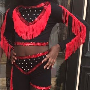 Majorette Dance customed uniform black & red